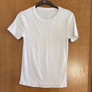 A new day // white ribbed tee